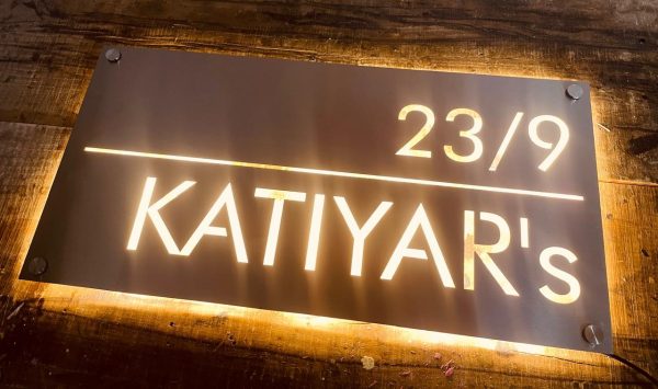 Katiyars Stainless Steel 304 Grade LED Home Name Plate 4