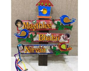 Kids Bird House Name Plate for Child Room 3 Names 3