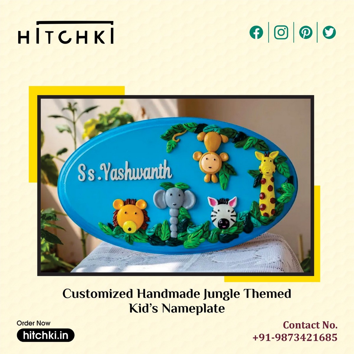Kids Special Customized Jungle Nameplate Hitchki 