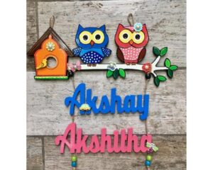 Kids Twin Owl Nameplate