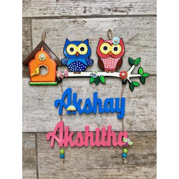 Kids Twin Owl Nameplate 600x600