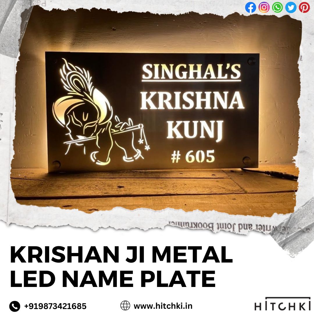 Krishan Ji Metal LED Name Plate – SS 304 – Waterproof