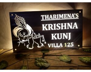 Krishan ji Stainless Steel LED Name Plate