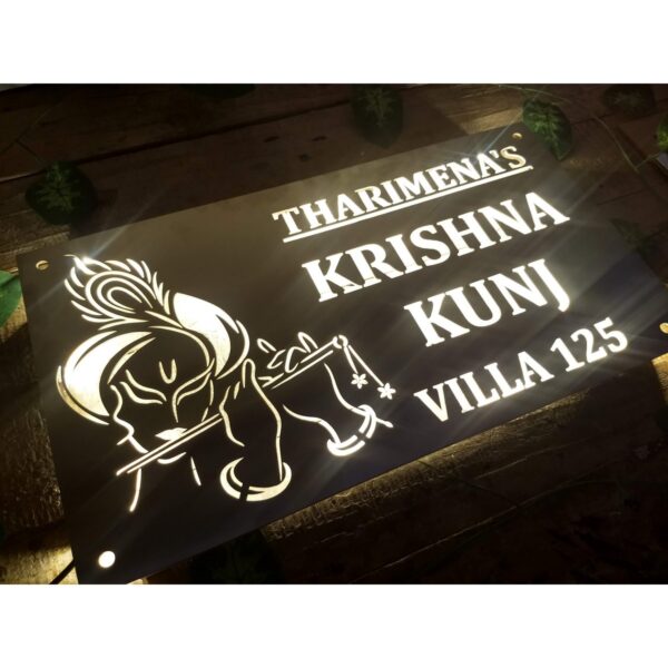 Krishan ji Stainless Steel LED Name Plate 4