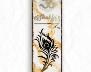 Krishna Theme Vastu Design Resin Coated Marble Nameplate