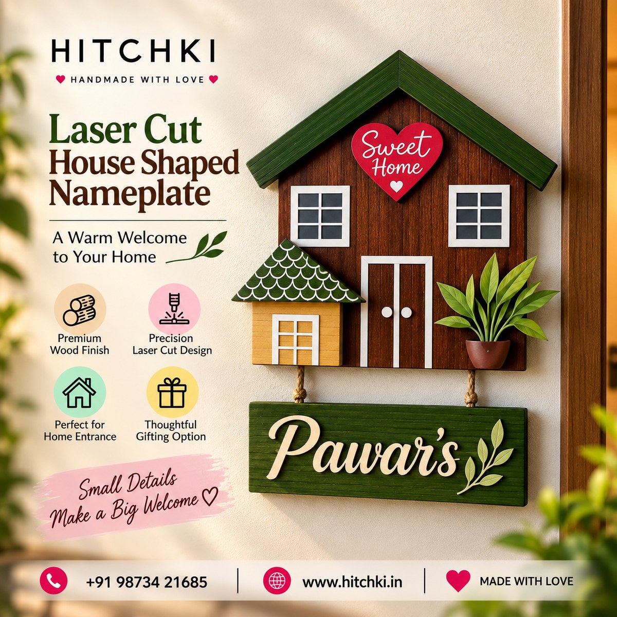 Laser Cut House Shaped Nameplate