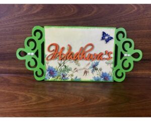 Laser cut decoupage Wooden Nameplate 1