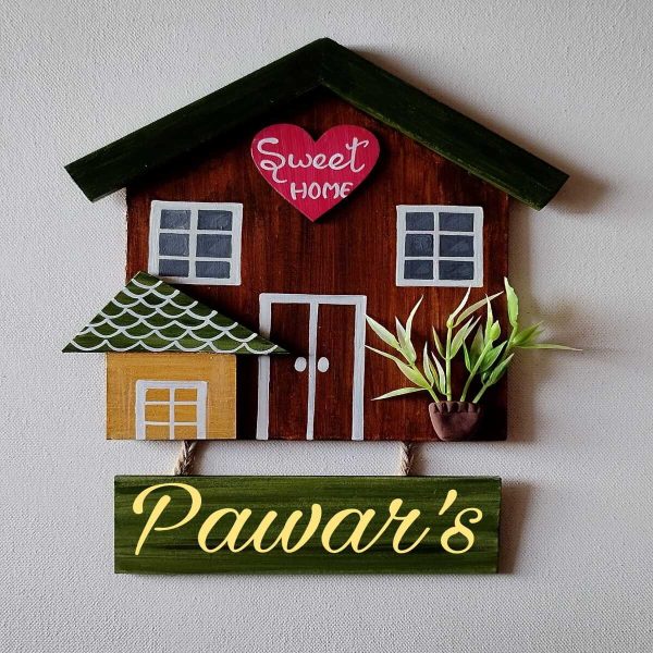 Laser cut house shaped name plate 1