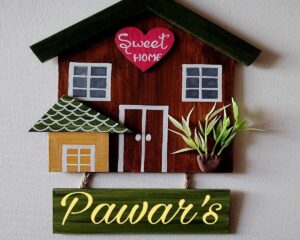 Laser cut house shaped name plate 1