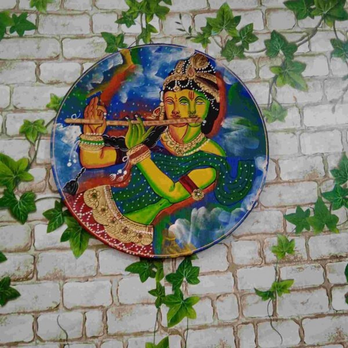 Lord Radha Krishna Printed Plate for Wall Decoration  