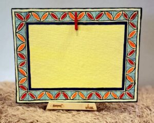 Madhubani Hand Painted Canvas Photo Frame With Stand