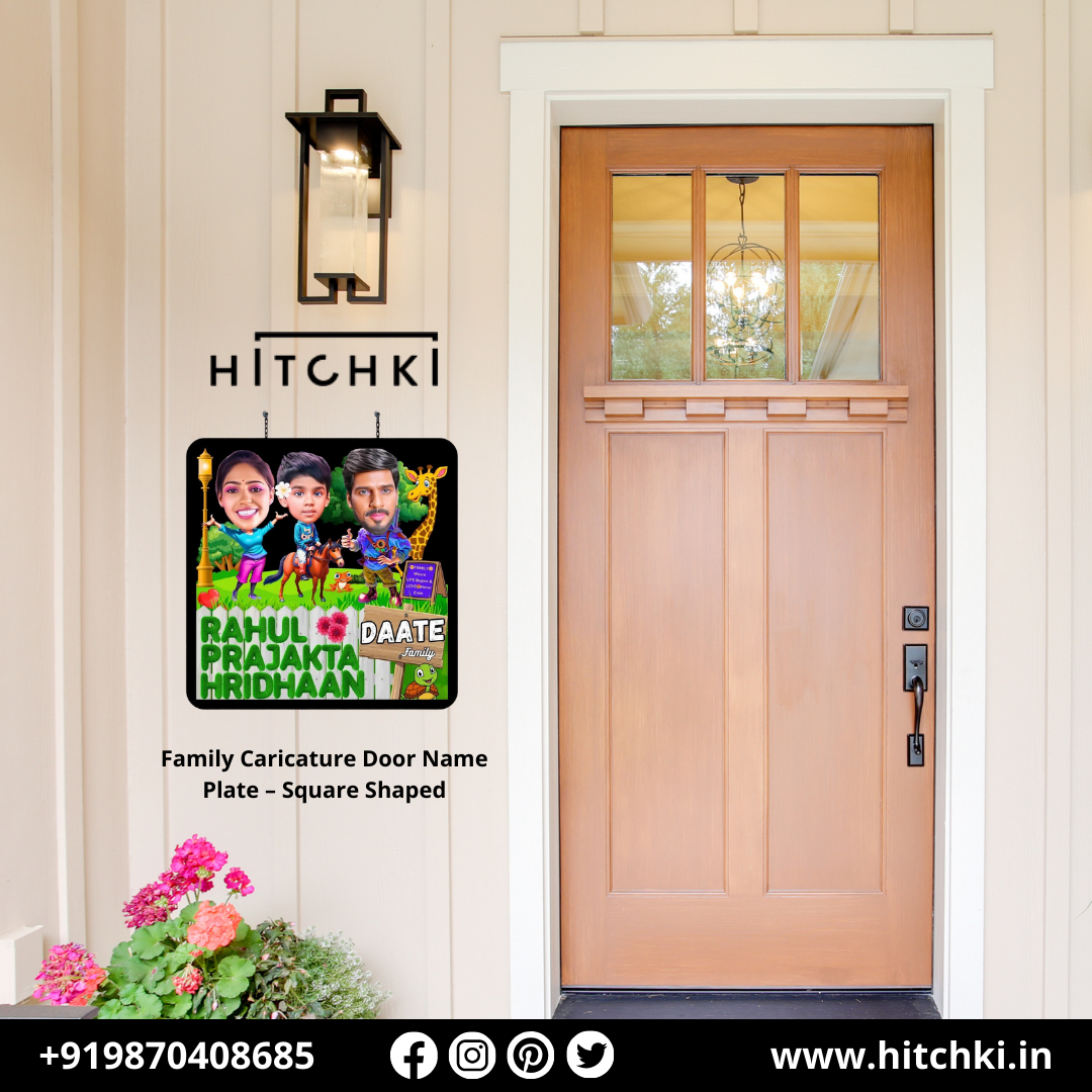 Make Your Entryway Pop with Personalized Family Caricature Name Plates from Hitchki