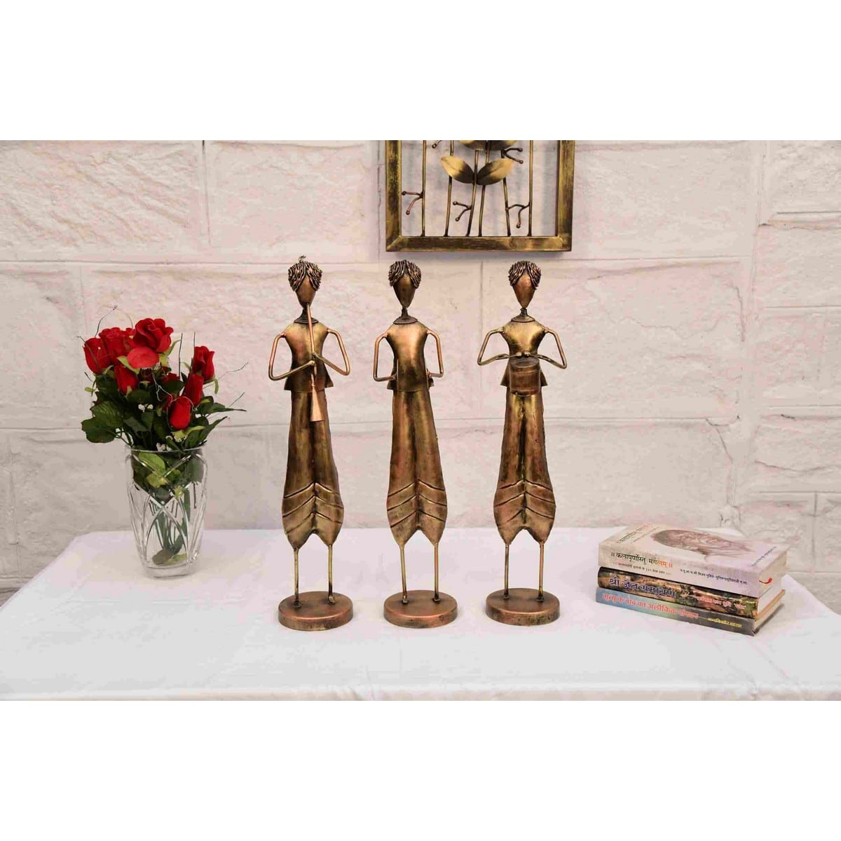 Set of 3 Metallic Musician Statue for Table Top  