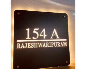 Metal Grey Finish LED House Waterproof Name Plate