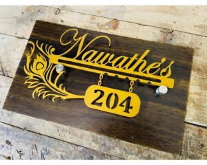 Metal House Name Plate with wooden texture Acrylic base