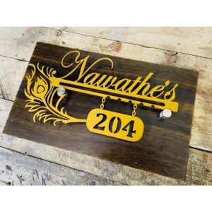 Metal House Name Plate with wooden texture Acrylic base