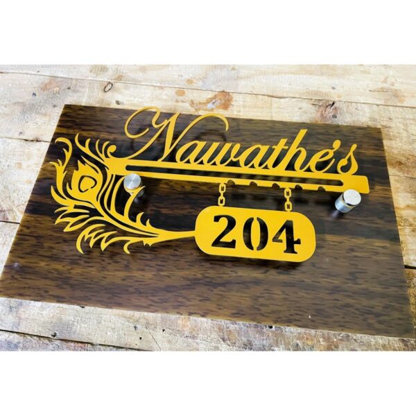 Metal House Name Plate with wooden texture Acrylic base 4