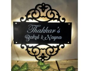 Metal Light House Name Plate with acrylic embossed letters