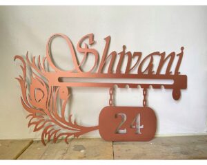 Metal with Rose Gold Finish Name Plate