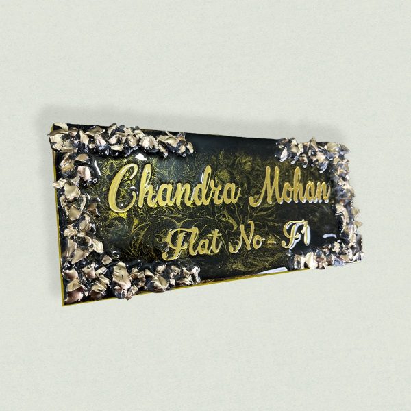 Metallic Golden and Black Resin Nameplate (5)