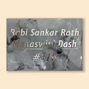 Metallic Grey and Black Theme Resin Coated Nameplate 2 4