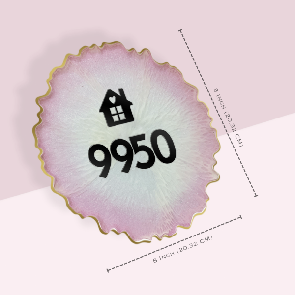 Resin nameplate Pink House Numberplate Pink Pearl Nameplate premium nameplate Epoxy nameplate Durable Nameplate Waterproof Nameplate Premium Nameplate Trendy Nameplate Decorative Nameplate