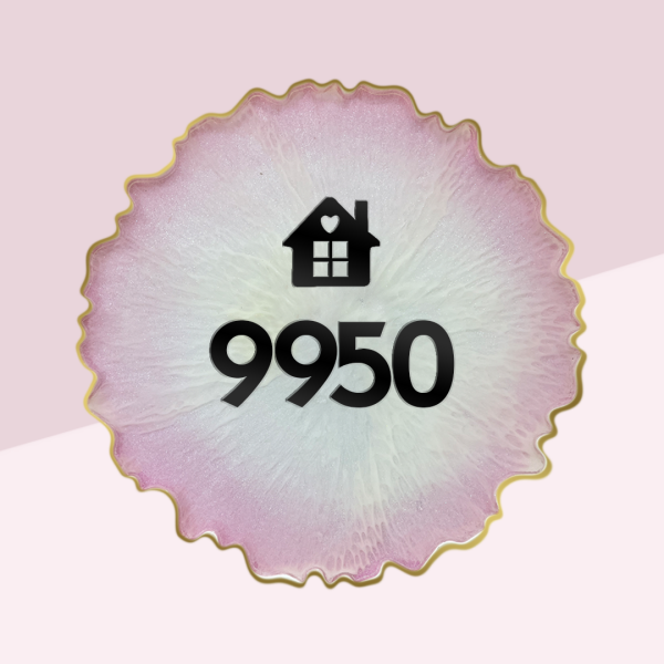 Resin nameplate Pink House Numberplate Pink Pearl Nameplate premium nameplate Epoxy nameplate Durable Nameplate Waterproof Nameplate Premium Nameplate Trendy Nameplate Decorative Nameplate
