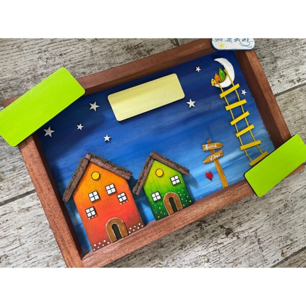 Moon and Stars Wooden Hut Name Plate Celestial Charm for Your Home (3)