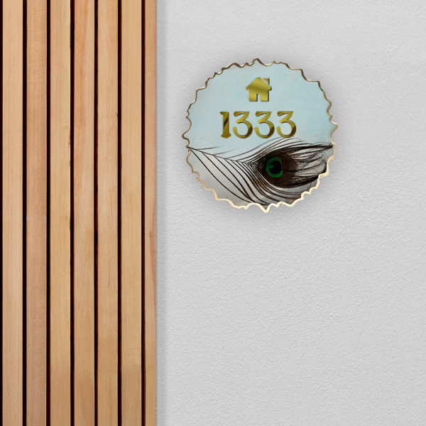 Mor Pankh Casted Resin House Numberplate 1