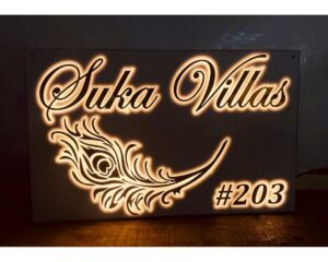 Mor Pankh Customisable LED Acrylic Wall Name Plate