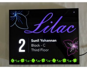 Multicolor Printed LED Waterproof Name Plate Acrylic