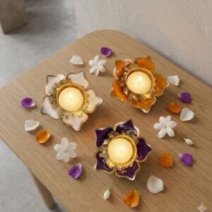 Resin tea Light Holder Subh Labh Subh LabhTea Light Holder Festive Decor Holder Gift tea Light Holder Diwali Decor Holder