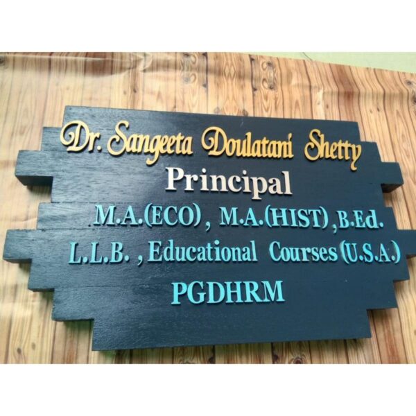 Nameplate for School Principals Office
