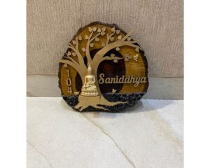 Natural Wood Log Buddha Name Plate