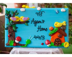 Nature Themed Customised Family Nameplate