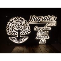 Krishan ji Stainless Steel LED Name Plate  Natures Theme Acrylic Waterproof LED Name Plate