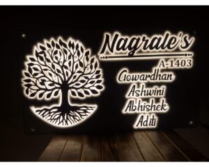 Natures Theme Acrylic Waterproof LED Name Plate