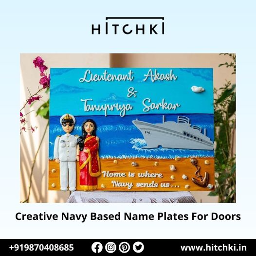 Navy Based Couple Nameplates For post