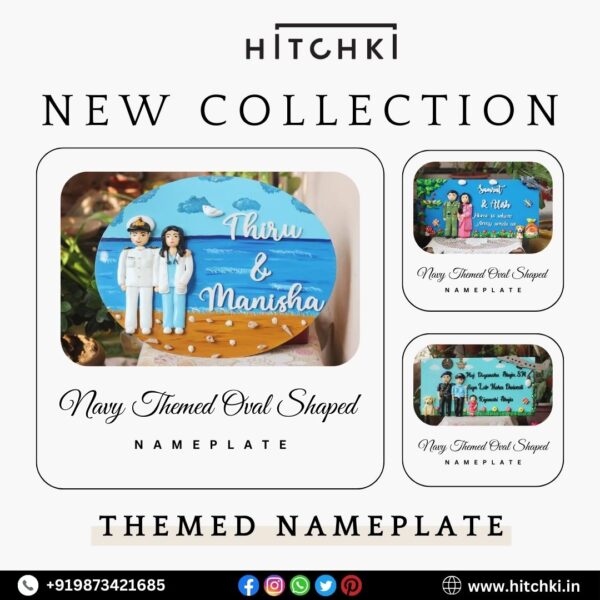 Navy Themed Oval Shaped Nameplate 1