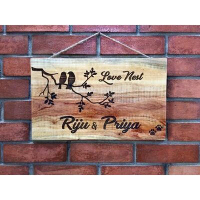 Neem Wood Customized Wooden Nameplate 400x400