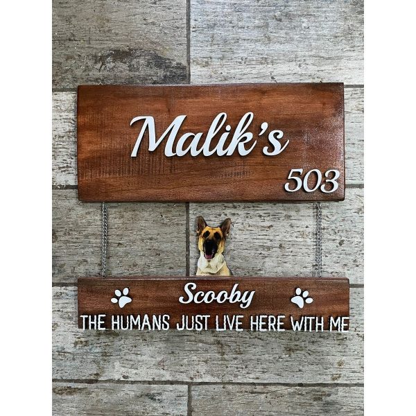 Neem Wood Nameplate With Dog 1