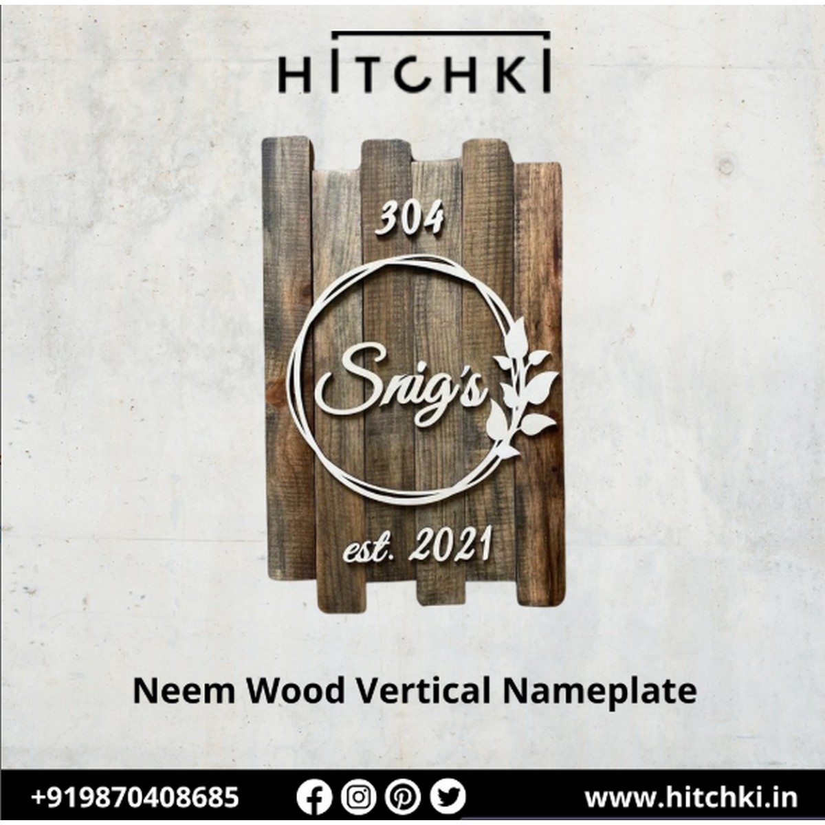 Neem Wood Vertical Nameplate