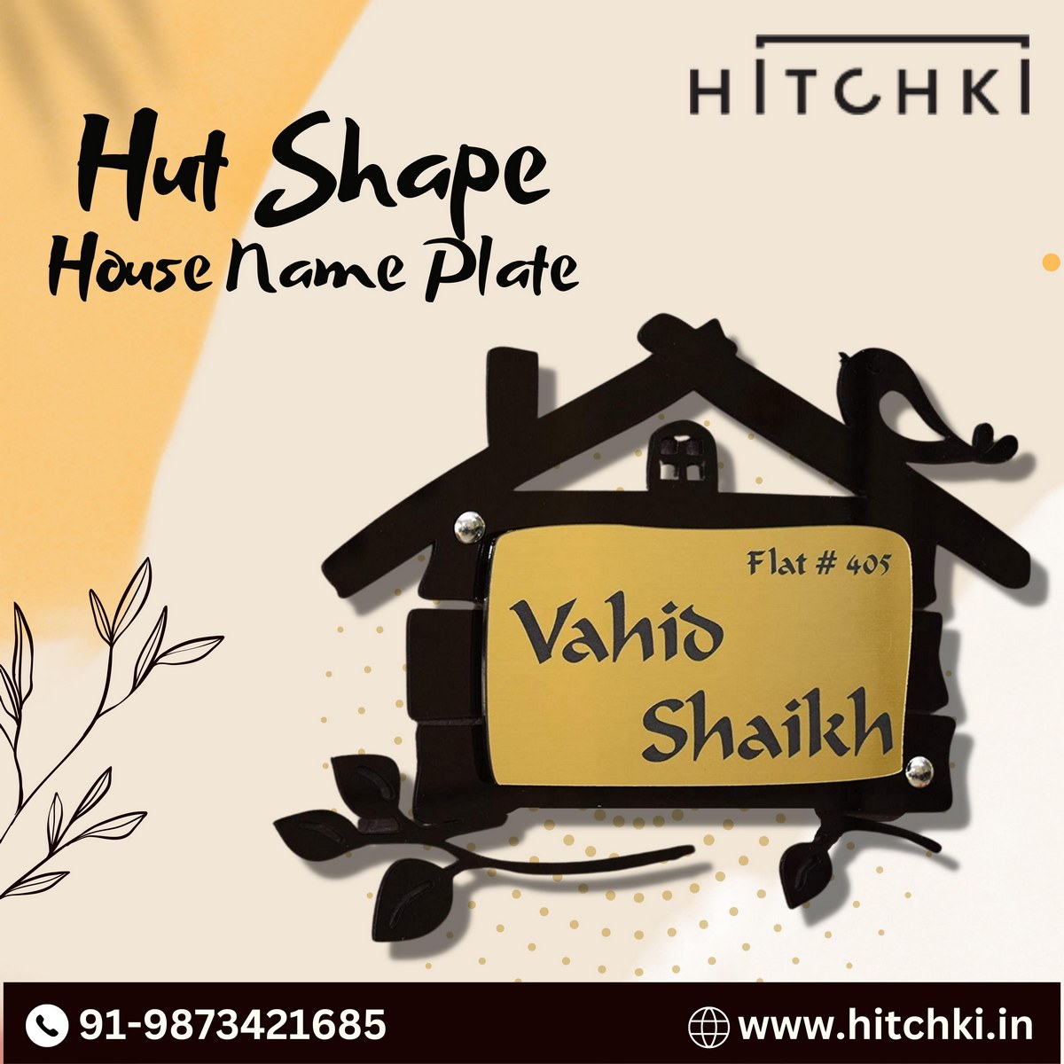 New Classic And Contemporary Hut Shape House Nameplate