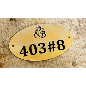 New Design Golden Engraved Home Number Plate