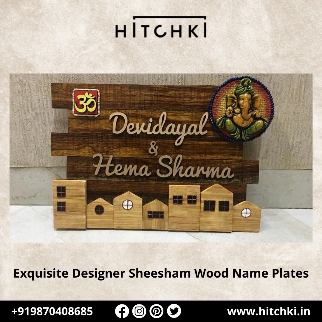 New Designer Sheesham Wood Name Plates Elevate Your Home's Entrance