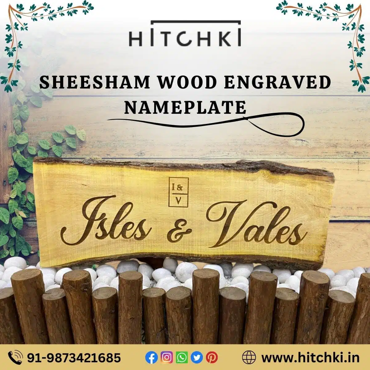 New Engraved Wooden Nameplate For Home Sheesham 1
