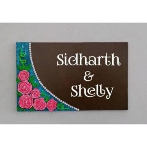 New Floral Personalized Handcrafted Wooden Name Plate