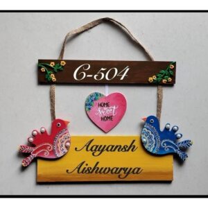 New Handcrafted Personalized Bird Themed Hanging Nameplate