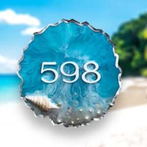 Ocean Inspired Resin House Numberplate