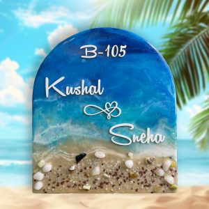 Ocean Theme Inspired Resin Nameplate for Couple
